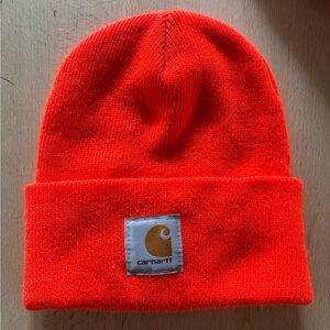 Bright orange carhartt beanie